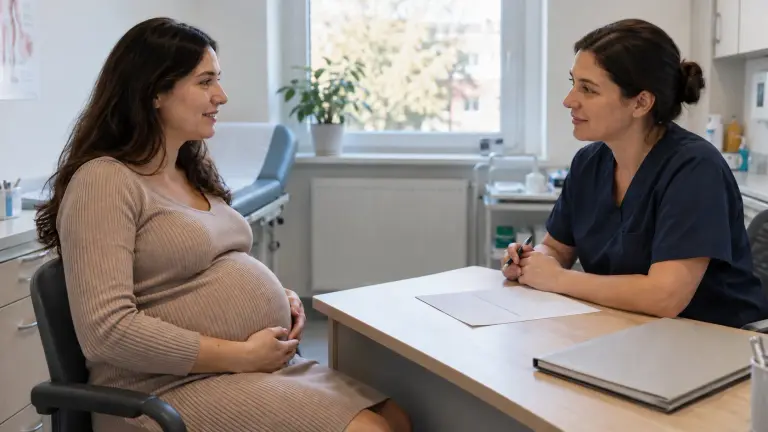 Consultație prenatală și discutarea investigațiilor.